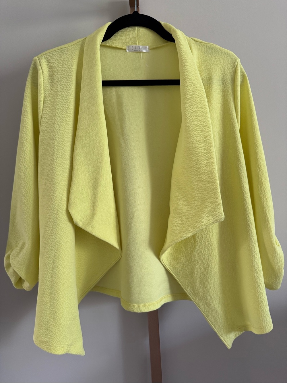 Light Yellow Draped Open Front Jacket